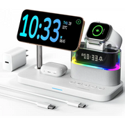 Estación de Carga Inalámbrica 5 en 1 con Reloj Despertador QUVFHE C09 Blanca - Base