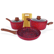 Juego de Ollas Granito Rojo 6 Piezas Monix (49015)
