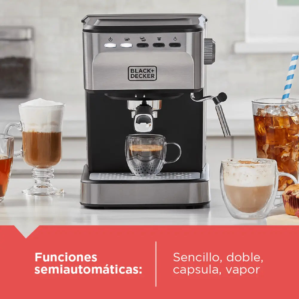 Máquina para Café Espresso Semiautomática Black + Decker (EM0312-0SDLA) - Maquinas
