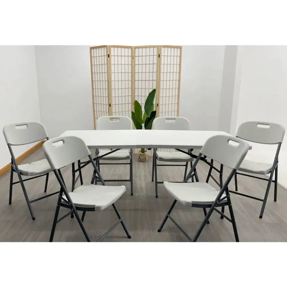 Mesa Plegable de Metal en Resina Color Blanco (ME-570) yapcr.com Costa Rica