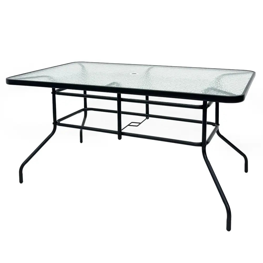 Mesa Rectangular de Metal Tokoa en Color Negro con Sobre Vidrio (EX-7161) - Mesas