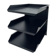 Papelera de 3 Niveles Negra Continental (OM-9073) - Papeleras