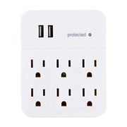 Protector de Picos 6 Tomas + 2 USB Pared 560J GE (36735) - Protectores Voltaje