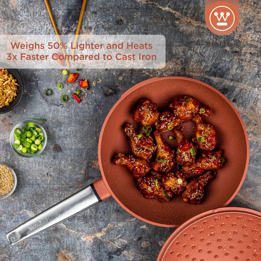 Sartén Tipo Wok con Tapa Performance Terracota 28 cm Westinghouse (WCCW0095028OR)