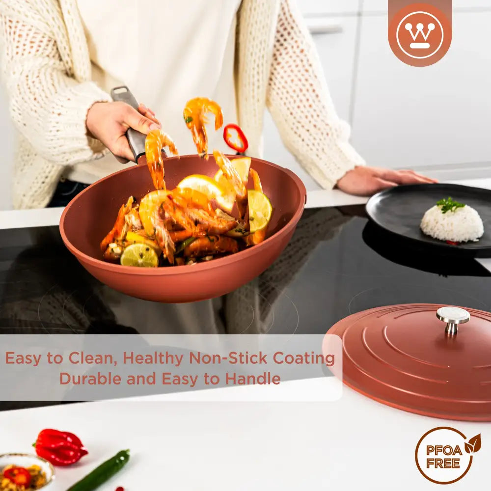 Sartén Tipo Wok con Tapa Performance Terracota 28 cm Westinghouse (WCCW0095028OR)