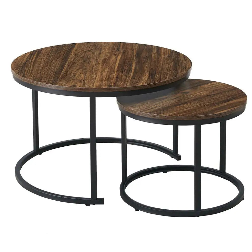 Set de 2 Mesas Centro con Diseño Rústico Café Oscuro Tokoa (ME-610) - Mesa