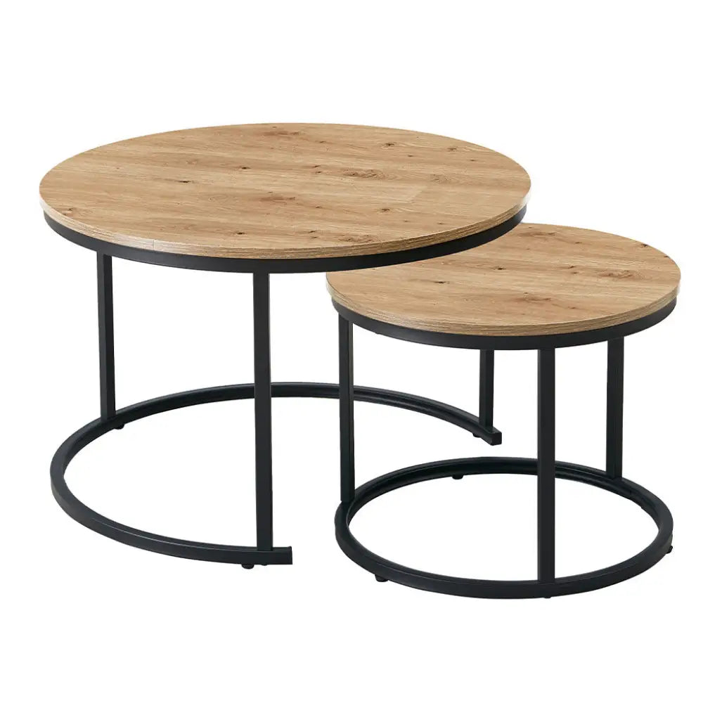 Set de 2 Mesas Centro con Diseño Rústico Natural Tokoa (ME-611) - Mesa