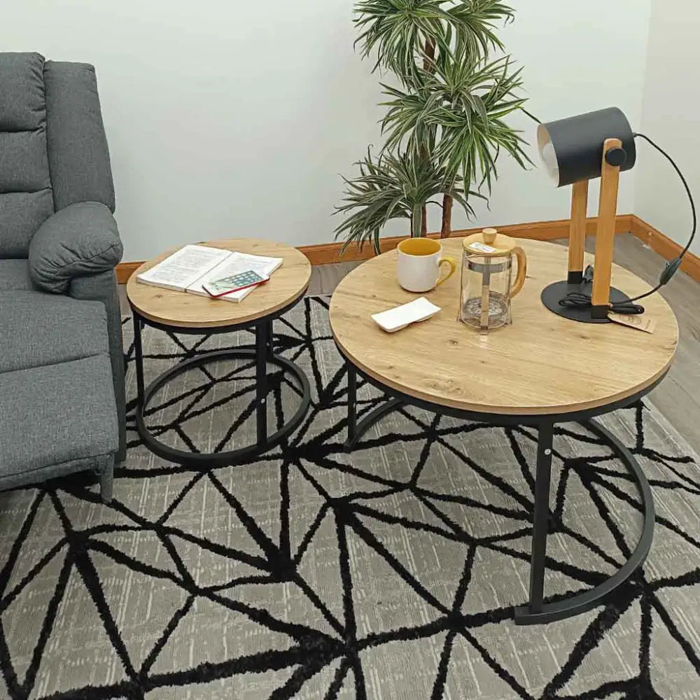 Set de 2 Mesas Centro con Diseño Rústico Natural Tokoa (ME-611) - Mesa