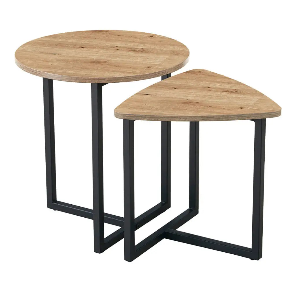 Set de 2 Mesas Esquineras con Diseño Rústico Color Natural Tokoa (ME-607) - Mesa Esquinera