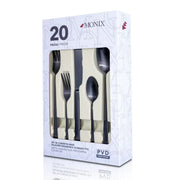 Set de Cubiertos Acero Inoxidable 20 piezas Negro Mate Monix (75882) - Juegos