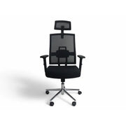 Silla Ejecutiva con Cabecera Respaldo Ajustable en Altura Base Metálica Color Negro - Sillas de Escritorio