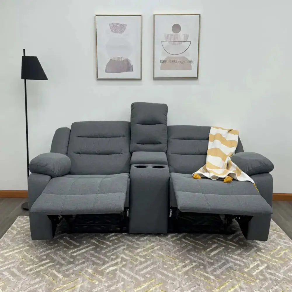 Sillón Reclinable Doble con Portavasos Tokoa Gris (SA-4327) yapcr.com Costa Rica