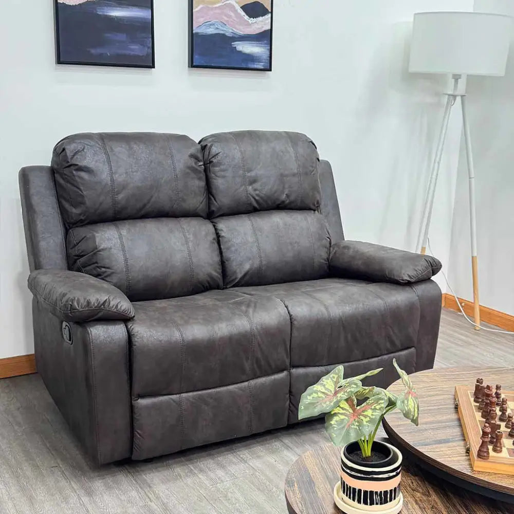 Sillón Reclinable Doble Tokoa Tela Microcuero Café Espresso (SA-4336)