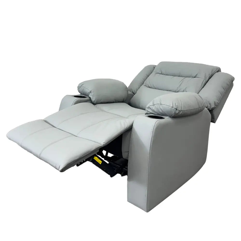 Sillón Reclinable Individual con Portavasos Tela Vinilo Antirayaduras Gris Tokoa (SA-4343)