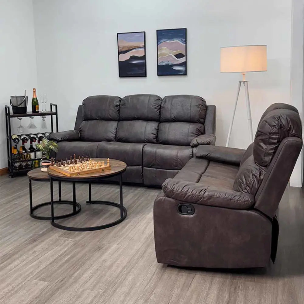 Sillón Reclinable Triple Microcuero Tokoa Café Oscuro (SA-4337)