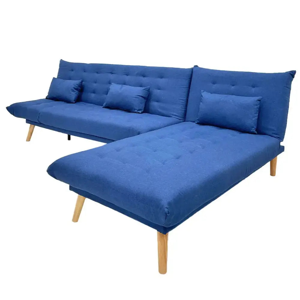 Sofá Cama Tokoa con Diván en Tela de Lino en Color Azul Marino (SA-4307) yapcr.com Costa Rica