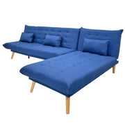 Sofá Cama Tokoa con Diván en Tela de Lino en Color Azul Marino (SA-4307) yapcr.com Costa Rica