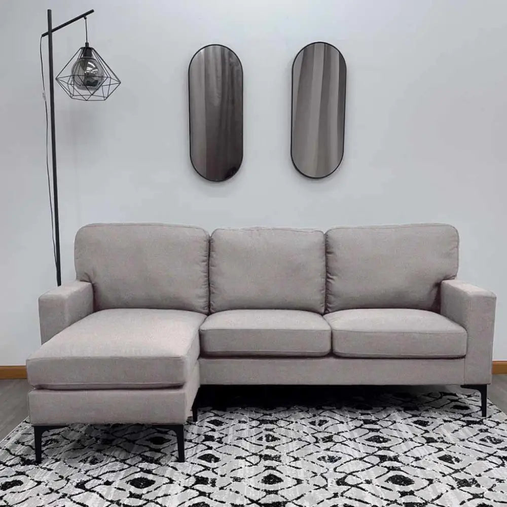 Sofá Seccional en L Tela Lino Beige con Piecero Movible Tokoa (SA-4317)