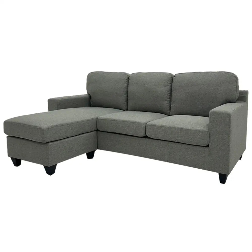 Sofá Seccional en L Tela Lino Gris Claro con Piecero Movible Tokoa (SA-4320)