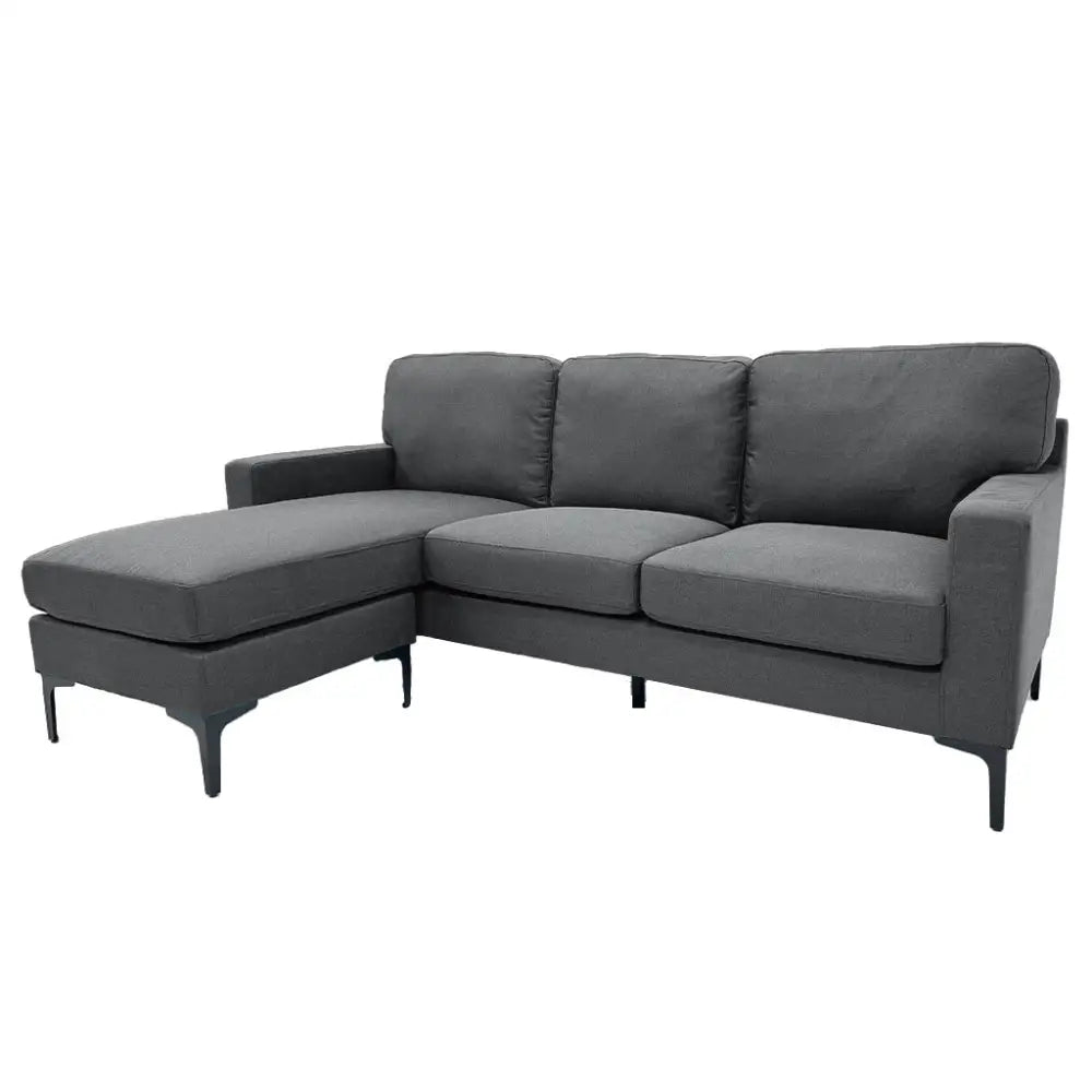 Sofá Seccional en L Tela Lino Gris Oscuro con Piecero Movible Tokoa (SA-4315)
