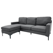 Sofá Seccional en L Tela Lino Gris Oscuro con Piecero Movible Tokoa (SA-4315)