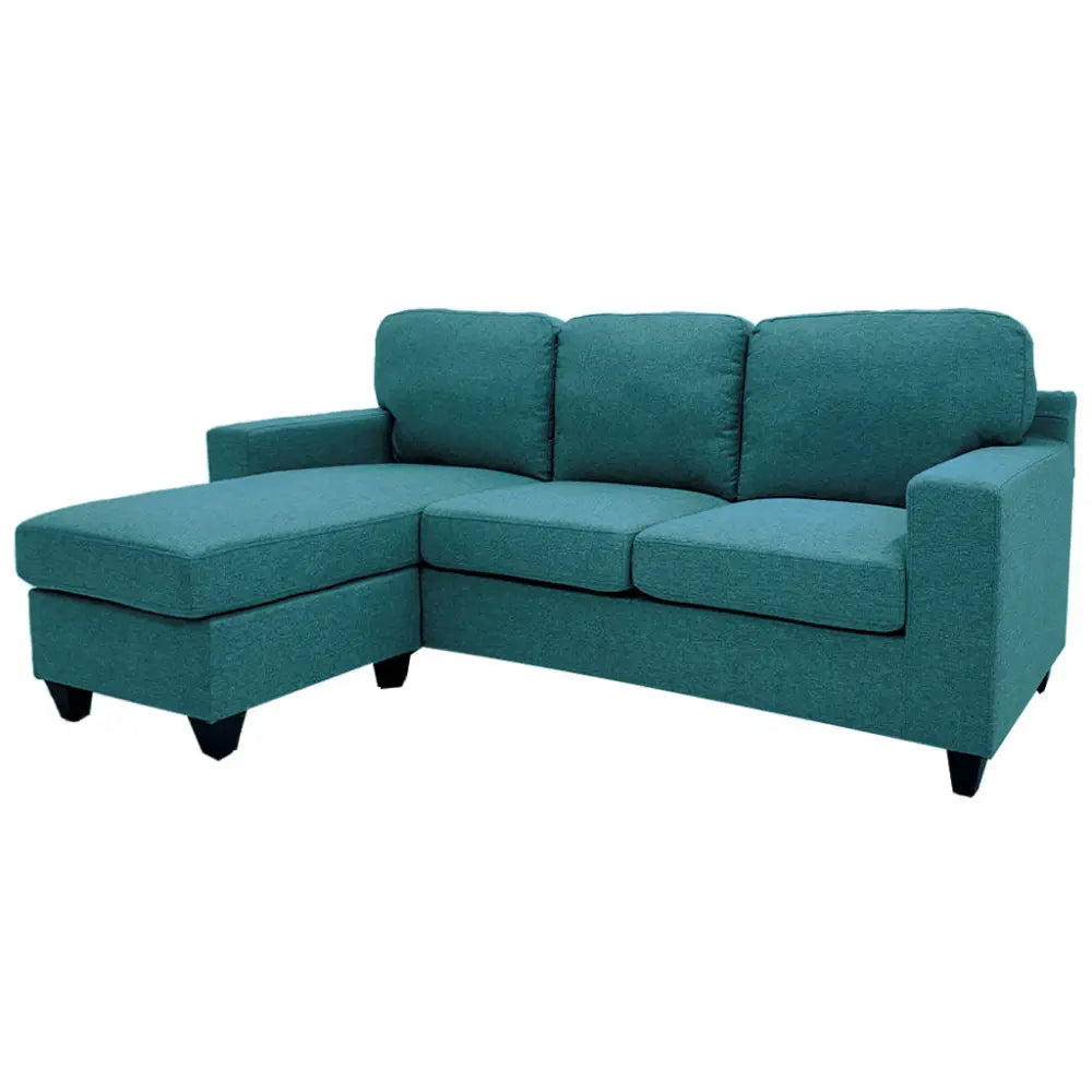 Sofá Seccional en L Tela Lino Turquesa con Piecero Movible Tokoa (SA-4322)