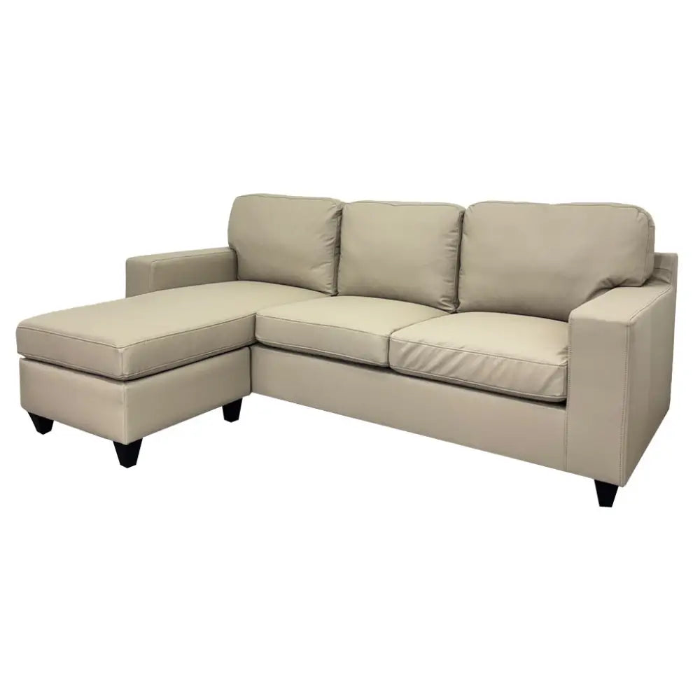 Sofá Seccional en L Tela Vinilo Antirayaduras Beige con Piecero Movible Tokoa (SA-4340)