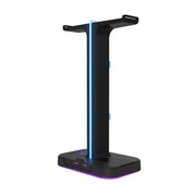 Soporte Doble para Audífonos con Luz RGB y 2 Puertos USB Yurei Xtech (XTH-690)