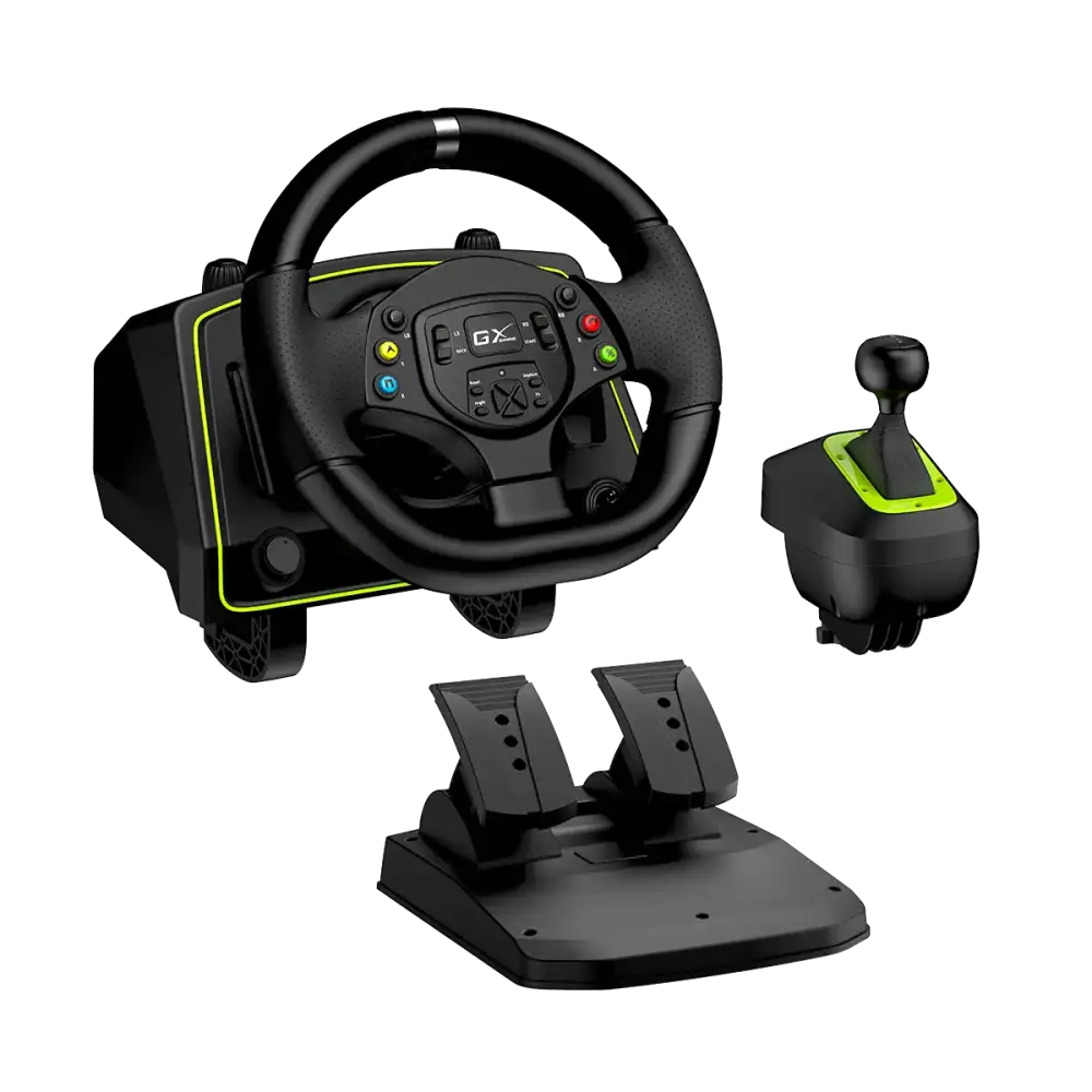 Volante con Pedales y Palanca Negro Genius RS2 Speedmaster X2 para Pc Xbox PS - Volantes