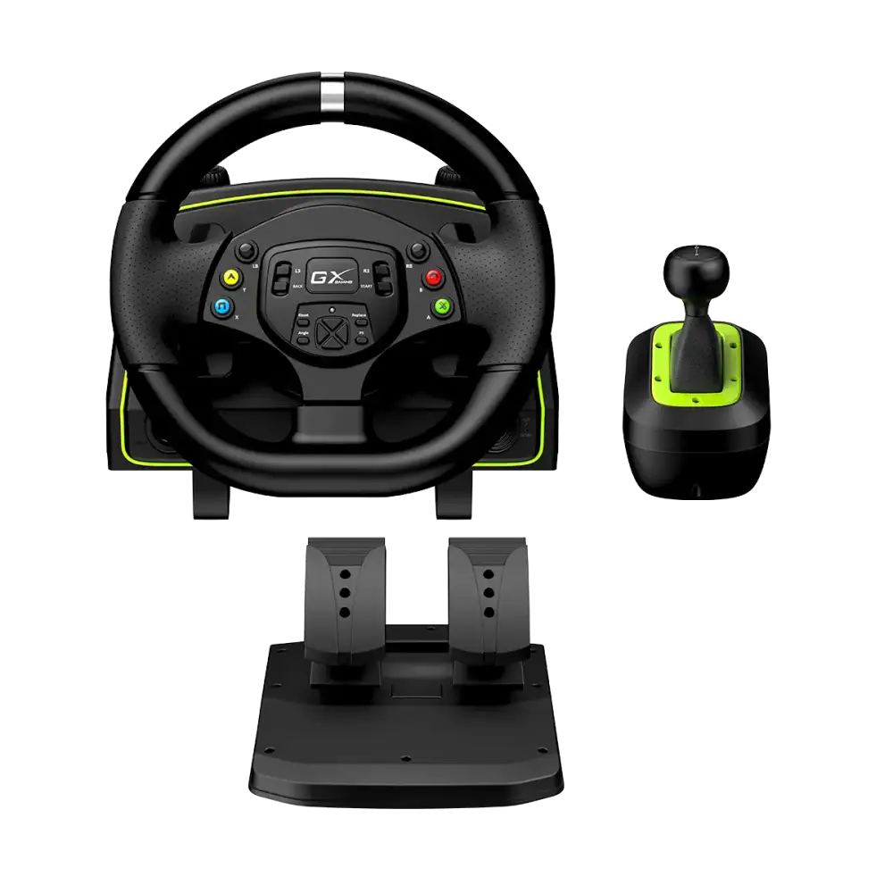Volante con Pedales y Palanca Negro Genius RS2 Speedmaster X2 para Pc Xbox PS - Volantes