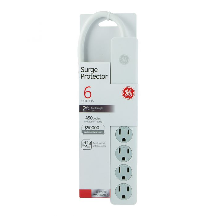 Regleta Protector de Picos 6 Tomas GE 450J 0.6mts Blanca (33656) yapcr.com Costa Rica