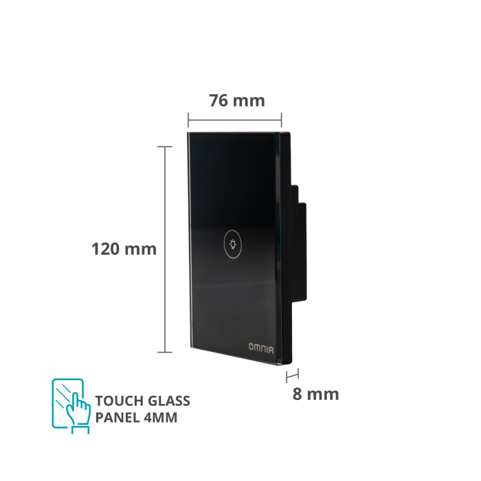 Apagador Inteligente Híbrido WiFi/RF 1 Vía Negro Omnia (OWS-US1-B)