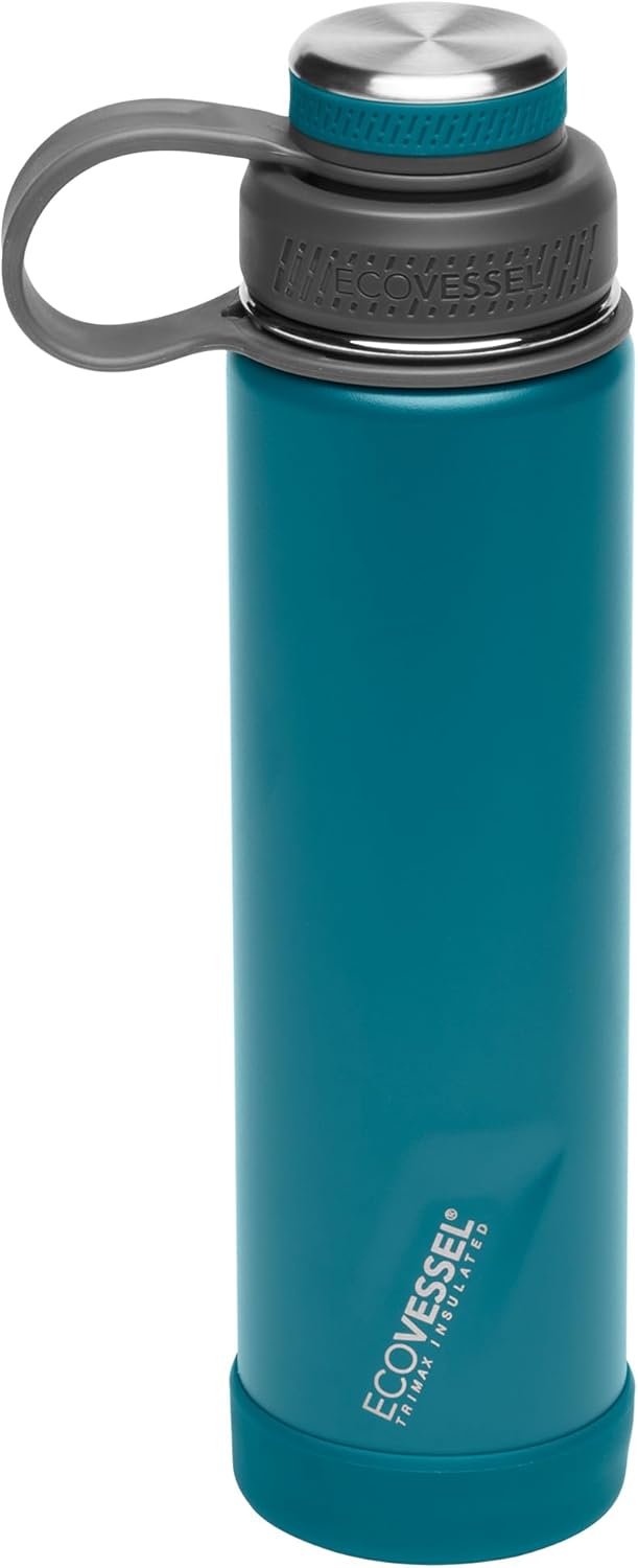 Botella Térmica EcoVessel Boulder 24 oz con Tapa de Rosca Dual y Colador Mountain Green (BLDR24MGN)