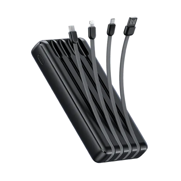 Batería externa Oraimo Traveler Link 20 20000mAh negra con cables USB-A, USB-C y Lightning