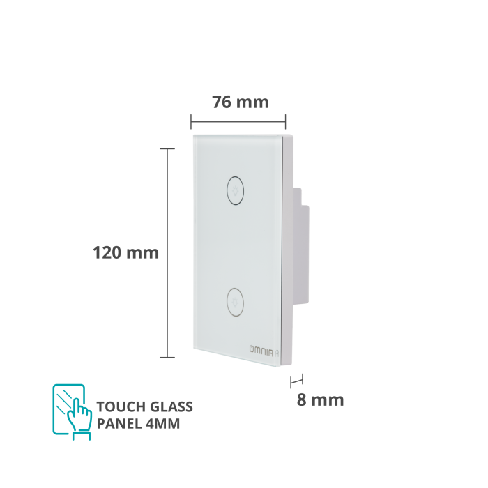 Apagador Inteligente Híbrido WiFi/RF 2 Vías Blanco Omnia (OWS-US2-W)