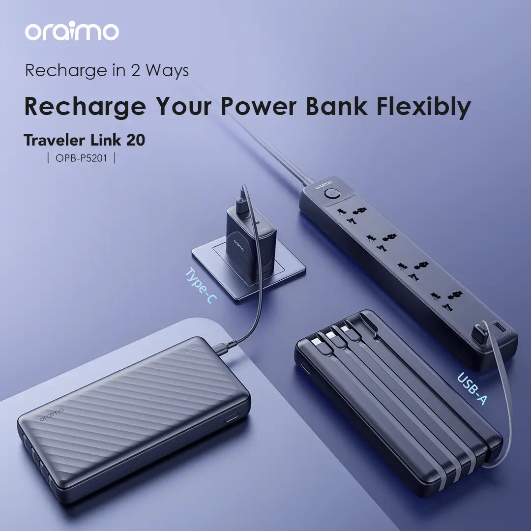 Batería externa Xiaomi Oraimo Traveler Link 20 20000mAh carga rápida bidireccional negra
