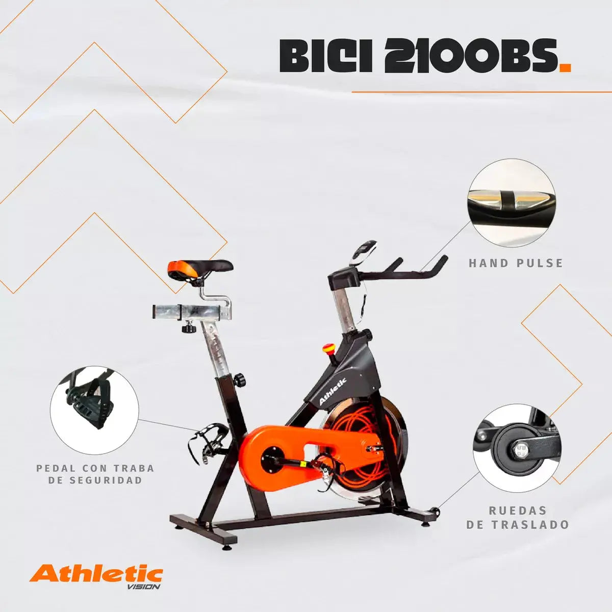 Bicicleta Estacionaria Spinning Rueda 18 KG Athletic 2100BS (FL02003-003) yapcr.com Costa Rica