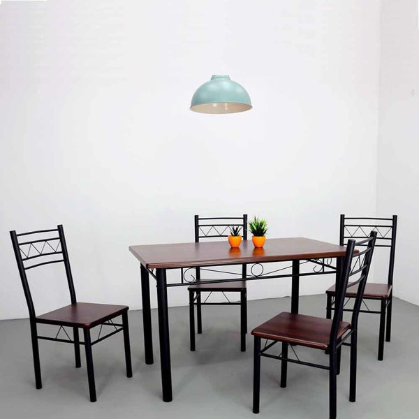 Juego de Comedor de 4 Sillas Metal/Madera Tokoa (CO-8024) yapcr.com Costa Rica