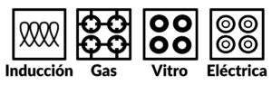 Iconos de compatibilidad de cocinas para Olla de Granito Plus Vegga en Costa Rica.