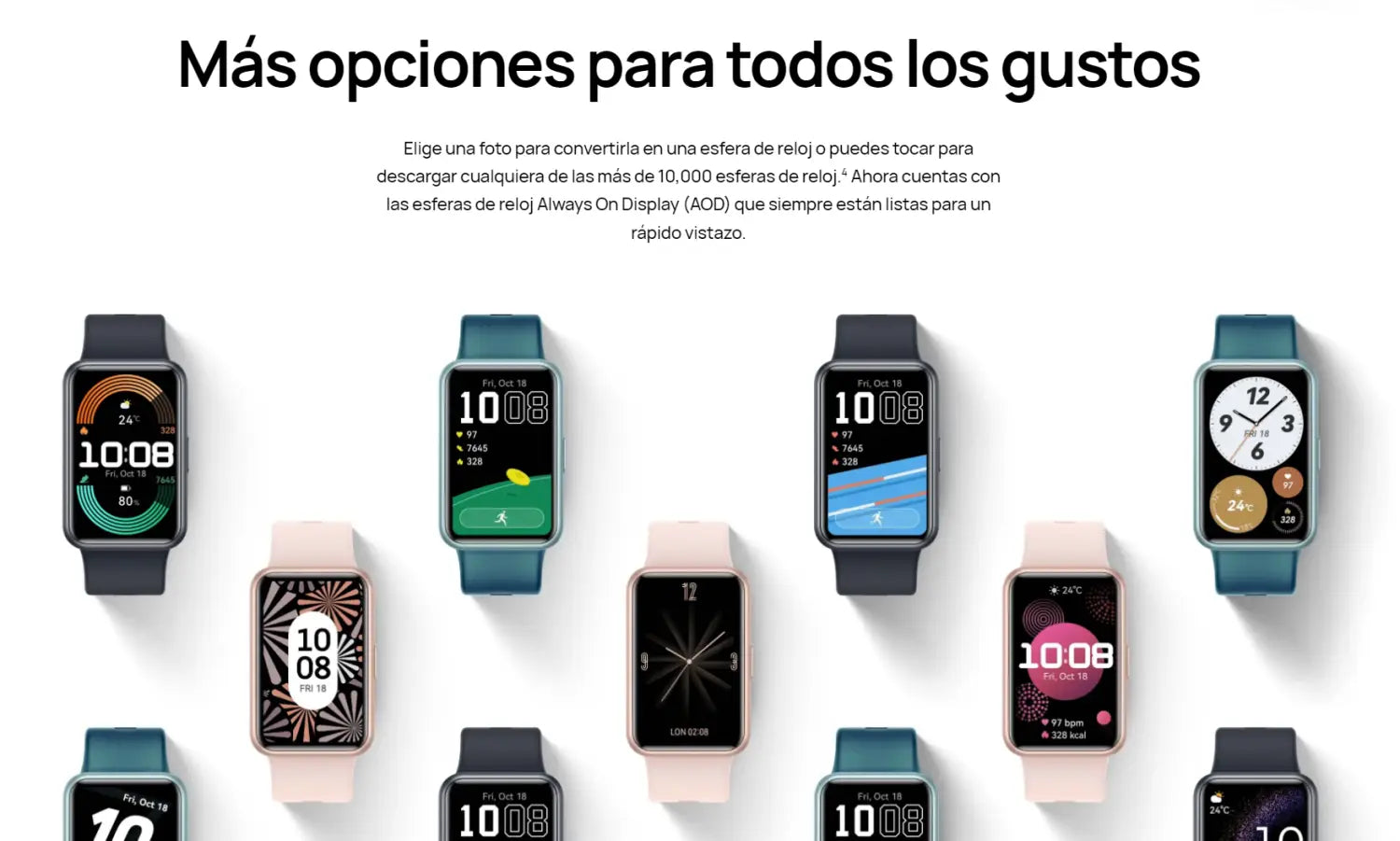 Smartwatch Pulsera Inteligente Huawei Watch Fit SE Rosada con faces personalizables.