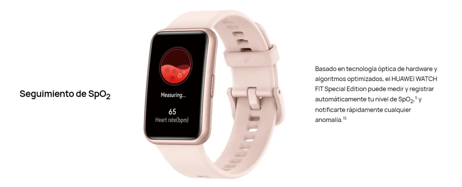 Smartwatch rosa con seguimiento SpO2, Pulsera Inteligente Huawei Watch Fit SE.