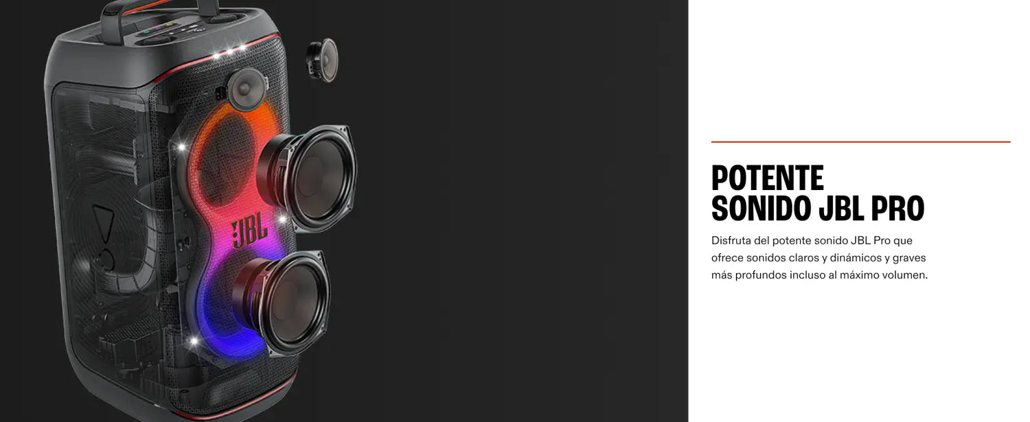Altavoz JBL PartyBox Club 120 con luces, ideal para fiestas y entretenimiento.