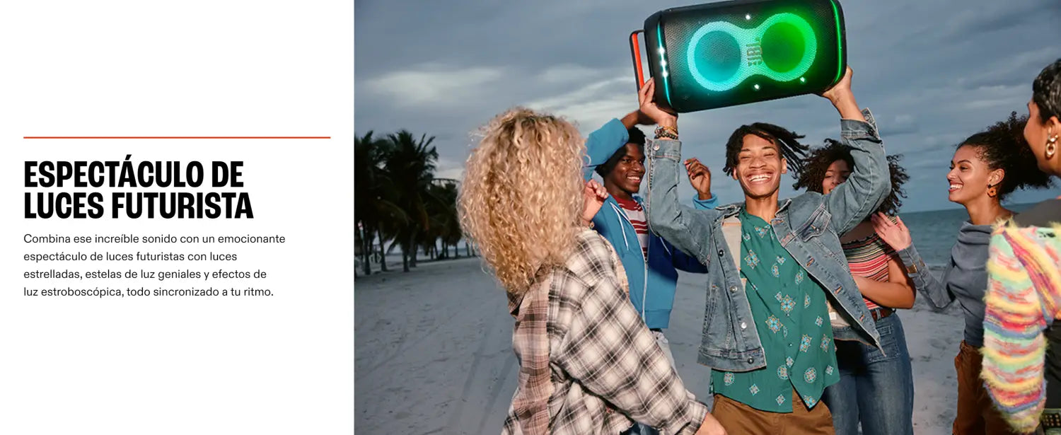 Parlante Inalámbrico JBL PartyBox Club 120 con luces coloridas y sonido potente.