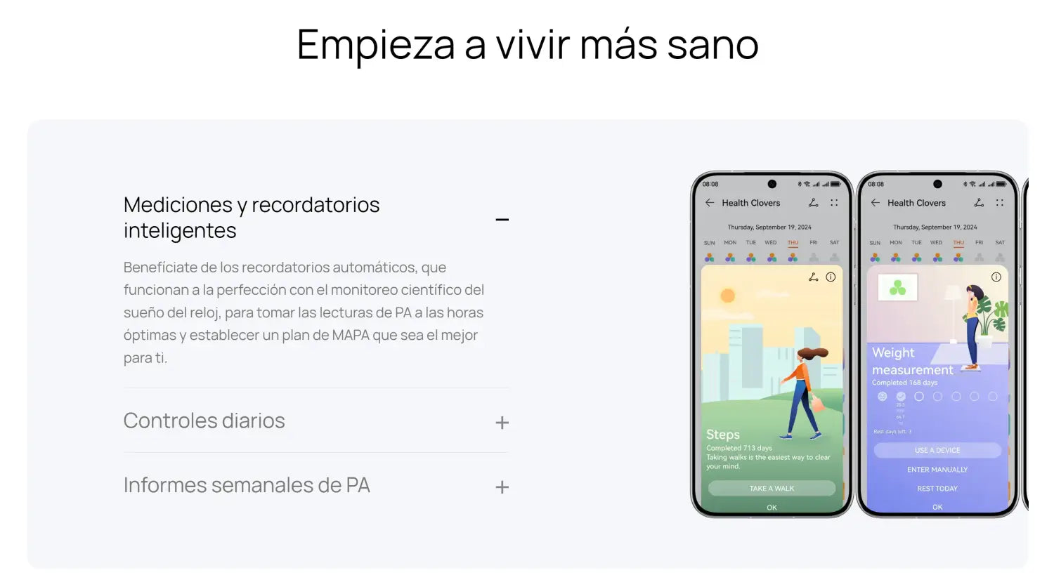 Publicidad de aplicación de salud en el Reloj Inteligente Huawei Watch D2 Dorado.