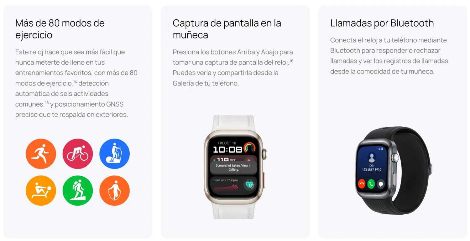 Características del Reloj Inteligente Huawei Watch D2 Dorado, incluyendo presión arterial.
