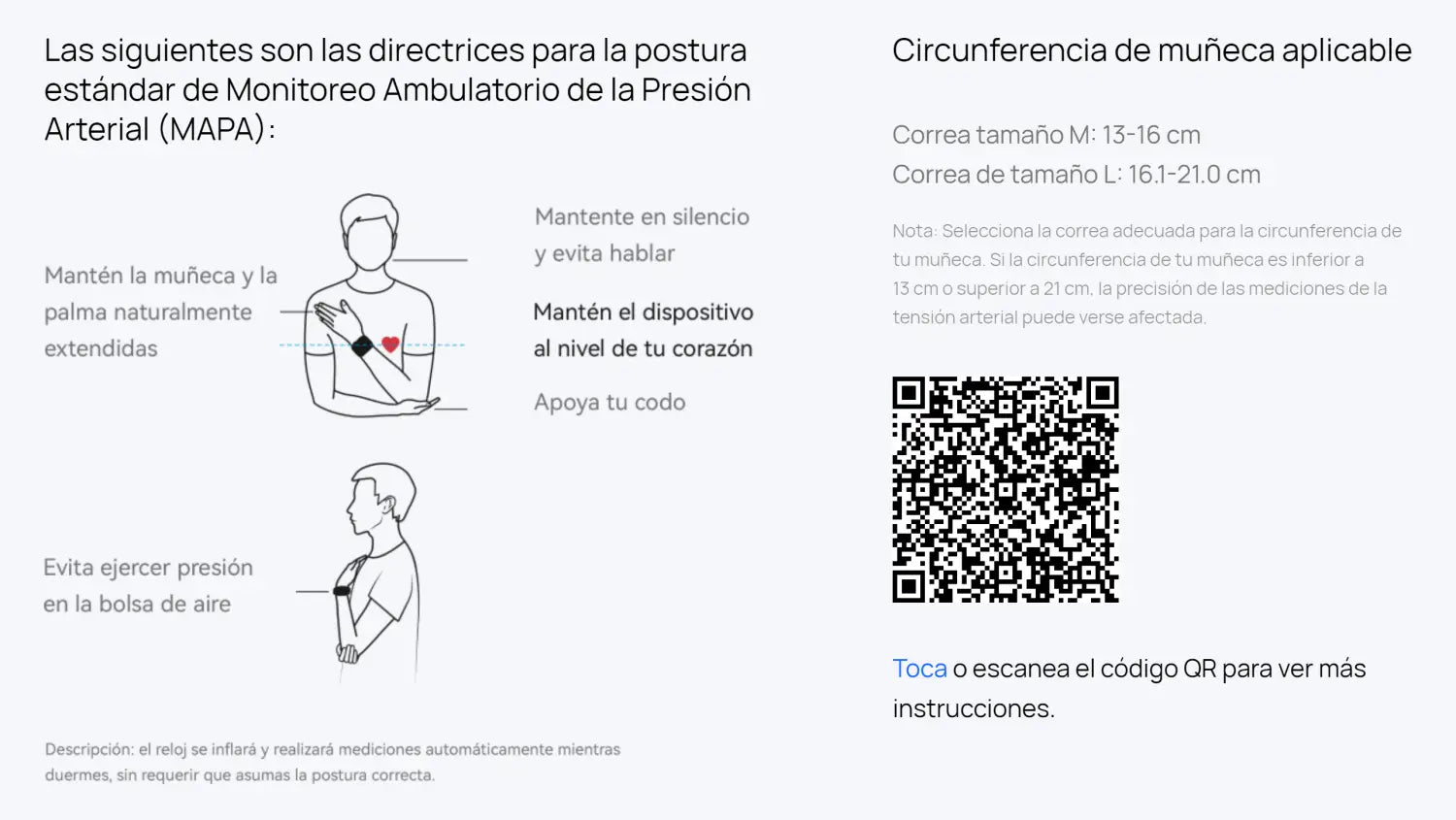 Instrucciones de uso del monitor de presión arterial para Reloj Inteligente Huawei.