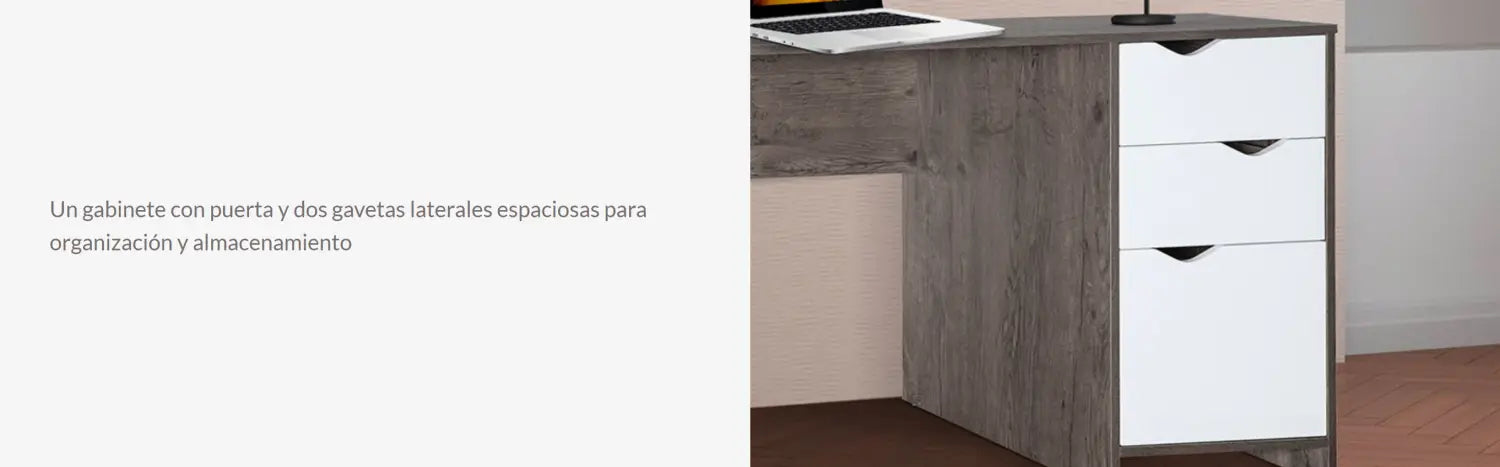 Escritorio con gavetas y puerta Xtech Costa Rica, seguro, en madera blanca