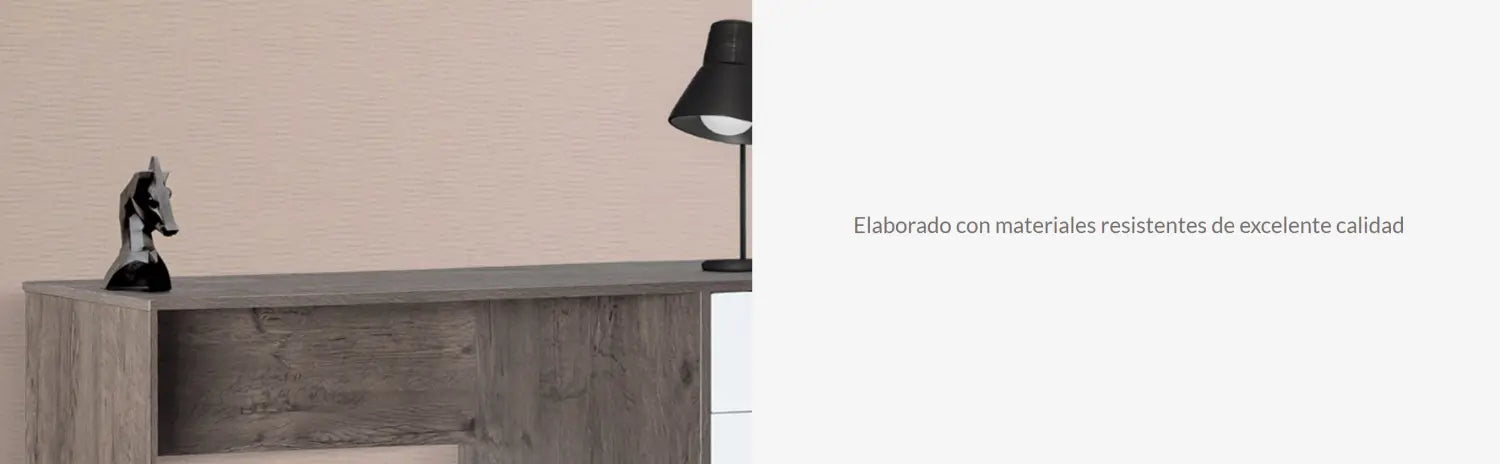 Mesa consola de madera gris con puerta Xtech, segura y moderna en Costa Rica
