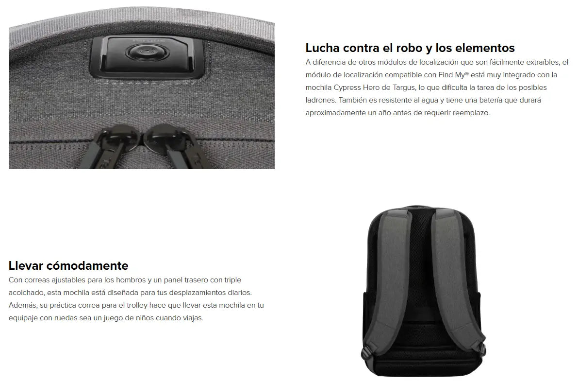 Mochila Cypress Hero con compartimento acolchado específico y localizador Apple® Find