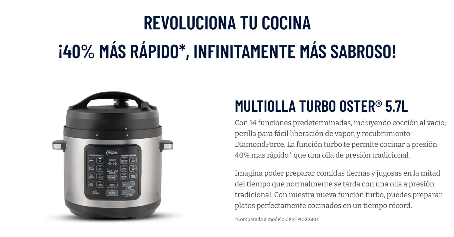 Alt texto: Silver olla multifuncional Oster Multiolla Turbo 5.7L ckstpcect57df